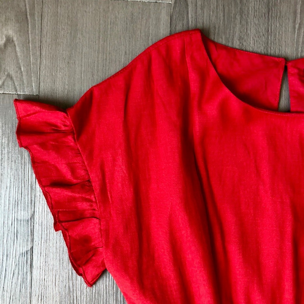 Adorable F21 Red Ruffle Mini Dress - Picture 4 of 8